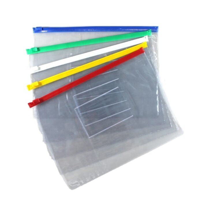 A5 Clear Zip Envelope with Small Pocket , File Folder Document Bags for School and Office Supplies