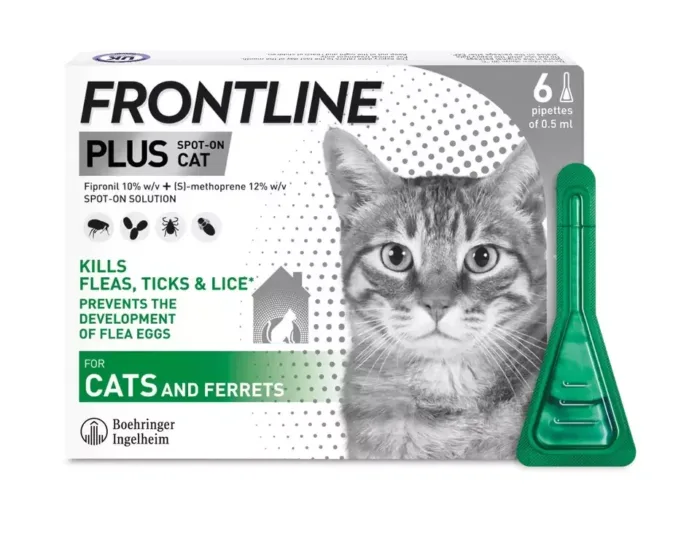FRONTLINE Plus Flea & Tick Treatment for Cats and Ferrets (6 Pipettes)
